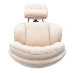 Poltrona girevole in velluto con pouf, senza braccioli, 1 posto | Beige