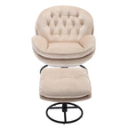 Poltrona girevole in velluto con pouf, senza braccioli, 1 posto | Beige