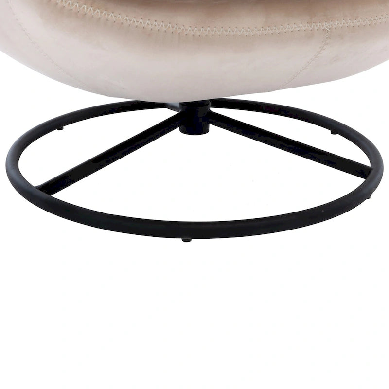 Poltrona girevole in velluto con pouf, senza braccioli, 1 posto | Beige