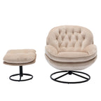Poltrona girevole in velluto con pouf, senza braccioli, 1 posto | Beige