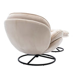 Poltrona girevole in velluto con pouf, senza braccioli, 1 posto | Beige