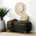 Panca Pouf Contenitore Imbottita Verde Scuro, 1 Posto
