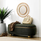 Panca Pouf Contenitore Imbottita Verde Scuro, 1 Posto