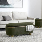 Panca Pouf Contenitore Imbottita Verde Scuro, 1 Posto