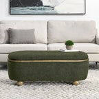 Panca Pouf Contenitore Imbottita Verde Scuro, 1 Posto