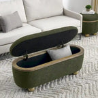Panca Pouf Contenitore Imbottita Verde Scuro, 1 Posto