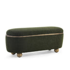 Panca Pouf Contenitore Imbottita Verde Scuro, 1 Posto