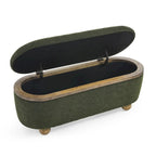 Panca Pouf Contenitore Imbottita Verde Scuro, 1 Posto