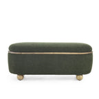 Panca Pouf Contenitore Imbottita Verde Scuro, 1 Posto