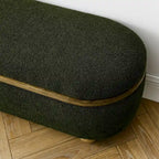 Panca Pouf Contenitore Imbottita Verde Scuro, 1 Posto