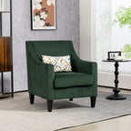 Emerald 26.77  Upholstered Arm Chair with Scooped Arms and Rubber Wood Legs