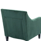 Poltrona d'Appoggio in Velluto a Coste Color Smeraldo con Braccioli Curvi, Seduta Singola