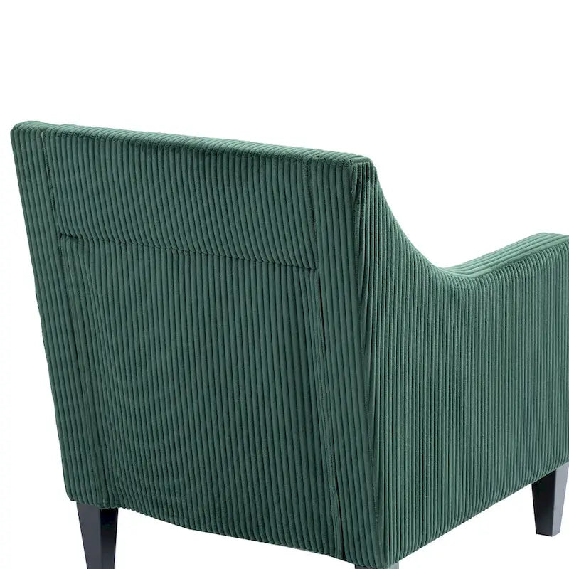 Poltrona d'Appoggio in Velluto a Coste Color Smeraldo con Braccioli Curvi, Seduta Singola