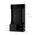 Albero da ingresso nero 4 in 1 con panca, 6 ganci e contenitore, 1 posto