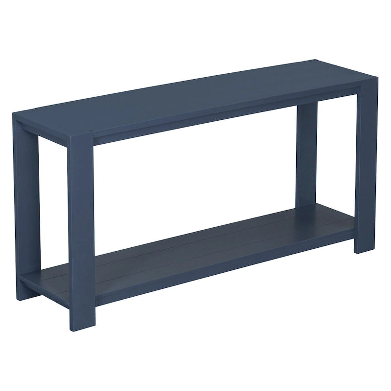 Consolle minimalista con ripiano inferiore, 4 gambe, uso singolo | Blu navy