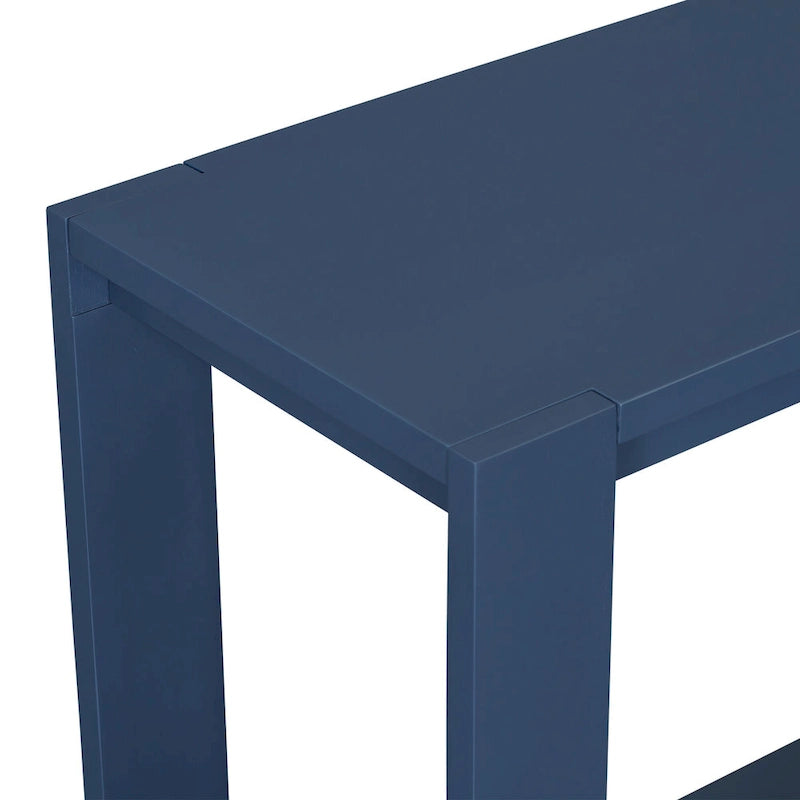 Consolle minimalista con ripiano inferiore, 4 gambe, uso singolo | Blu navy