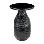 Tavolino Rotondo a Piedistallo in Legno Nero, Singolo, 15" x 20.1"
