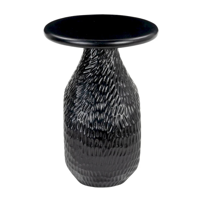 Tavolino Rotondo a Piedistallo in Legno Nero, Singolo, 15" x 20.1"