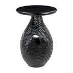 Tavolino Rotondo a Piedistallo in Legno Nero, Singolo, 15" x 20.1"
