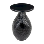 Tavolino Rotondo a Piedistallo in Legno Nero, Singolo, 15" x 20.1"