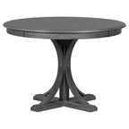 Set da pranzo rotondo con piedistallo retrò color tortora, 5 pezzi (4 posti)