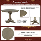 Set da pranzo rotondo con piedistallo retrò color tortora, 5 pezzi (4 posti)