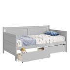 Divano letto singolo grigio con 2 cassetti portaoggetti, stile divano, per 1 persona