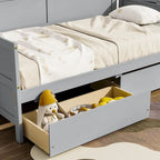 Divano letto singolo grigio con 2 cassetti portaoggetti, stile divano, per 1 persona
