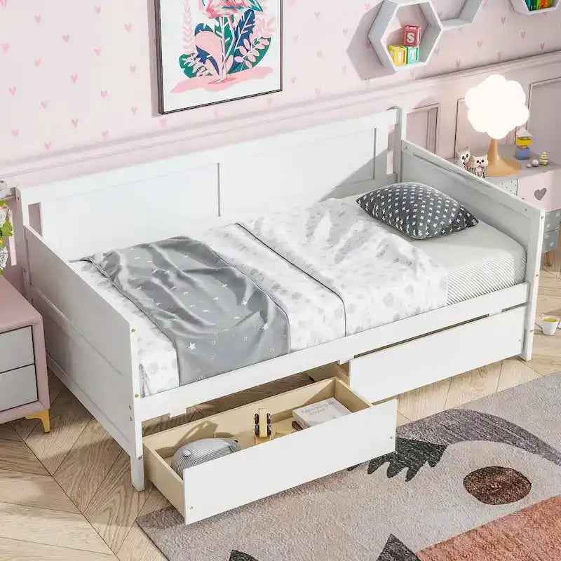 Divano letto singolo grigio con 2 cassetti portaoggetti, stile divano, per 1 persona