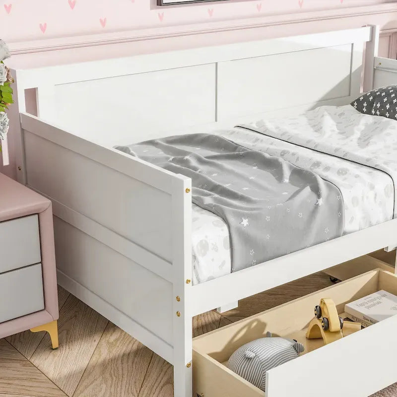 Divano letto singolo grigio con 2 cassetti portaoggetti, stile divano, per 1 persona