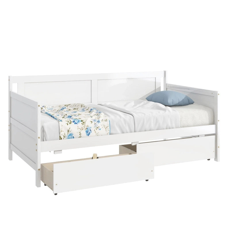 Divano letto singolo grigio con 2 cassetti portaoggetti, stile divano, per 1 persona