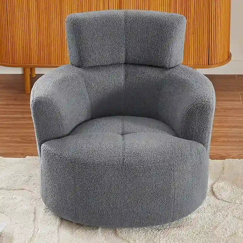Poltrona a botte girevole a 360° in pile berbero verde/giallo/crema/grigio, singola