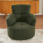 Poltrona a botte girevole a 360° in pile berbero verde/giallo/crema/grigio, singola