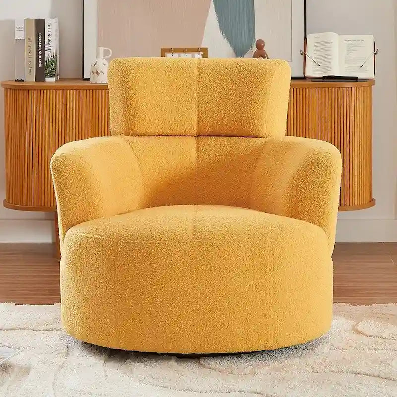 Poltrona a botte girevole a 360° in pile berbero verde/giallo/crema/grigio, singola