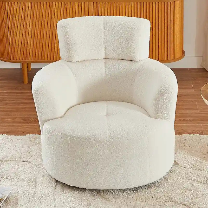 Poltrona a botte girevole a 360° in pile berbero verde/giallo/crema/grigio, singola