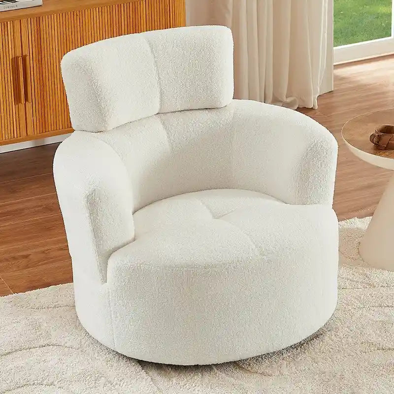 Poltrona a botte girevole a 360° in pile berbero verde/giallo/crema/grigio, singola