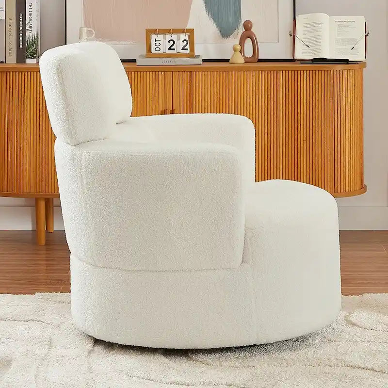 Poltrona a botte girevole a 360° in pile berbero verde/giallo/crema/grigio, singola