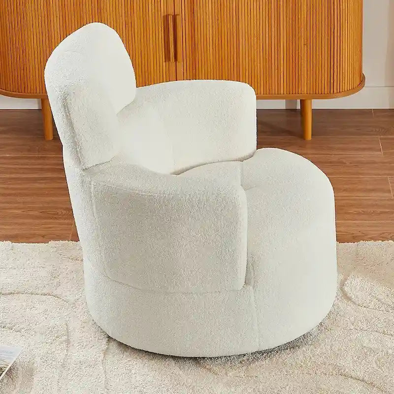 Poltrona a botte girevole a 360° in pile berbero verde/giallo/crema/grigio, singola