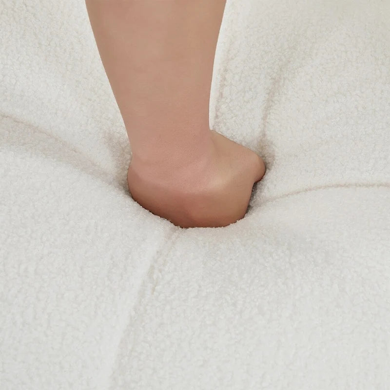 Poltrona a botte girevole a 360° in pile berbero verde/giallo/crema/grigio, singola