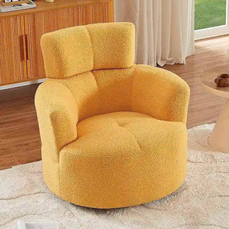 Poltrona a botte girevole a 360° in pile berbero verde/giallo/crema/grigio, singola