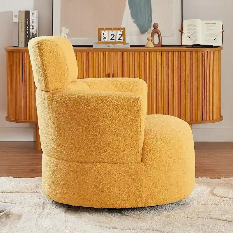 Poltrona a botte girevole a 360° in pile berbero verde/giallo/crema/grigio, singola