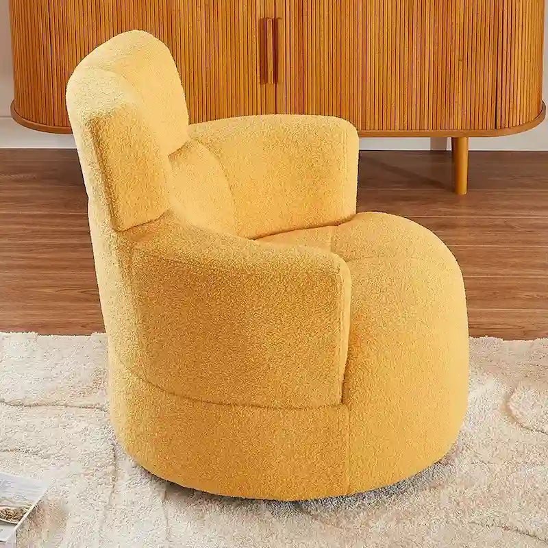 Poltrona a botte girevole a 360° in pile berbero verde/giallo/crema/grigio, singola