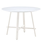 Tavolo da pranzo rotondo bianco, gambe in metallo, 4-6 posti