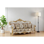 Set da 2 pezzi per soggiorno, colore crema, stile moderno, 3 posti