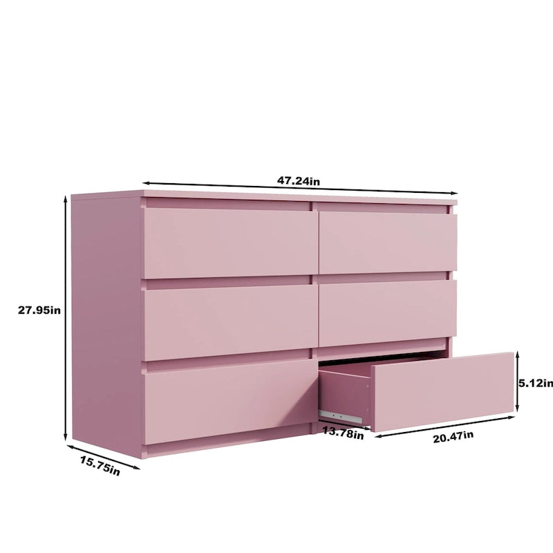 Large 6 Drawers Chest of Drawer Dressers Table