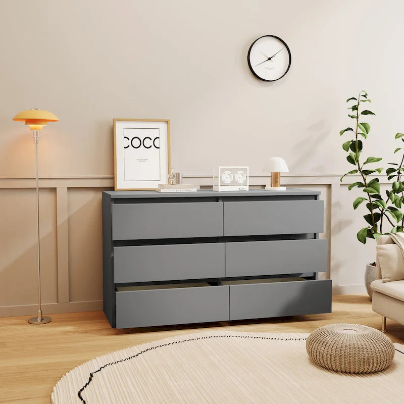 Cassettiera 6 cassetti Verde / Grigio / Bianco / Rosa, Moderno Minimalista, Singola