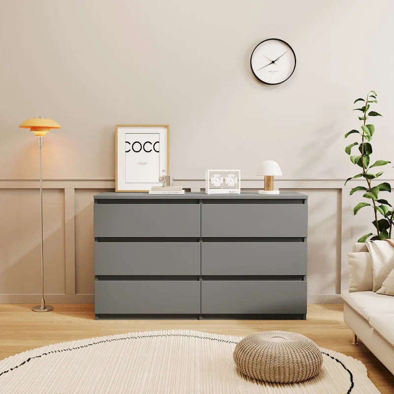 Cassettiera 6 cassetti Verde / Grigio / Bianco / Rosa, Moderno Minimalista, Singola