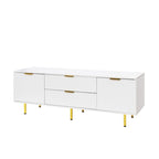 Mobile TV basso bianco con 2 cassetti e 2 armadietti, adatto fino a 65", Montaggio per 1 persona