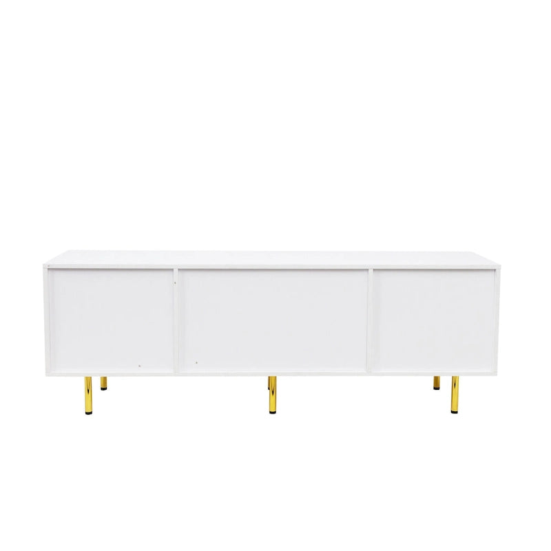 Mobile TV basso bianco con 2 cassetti e 2 armadietti, adatto fino a 65", Montaggio per 1 persona