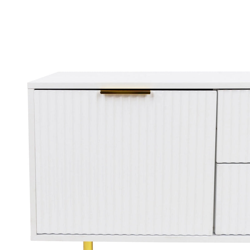 Mobile TV basso bianco con 2 cassetti e 2 armadietti, adatto fino a 65", Montaggio per 1 persona